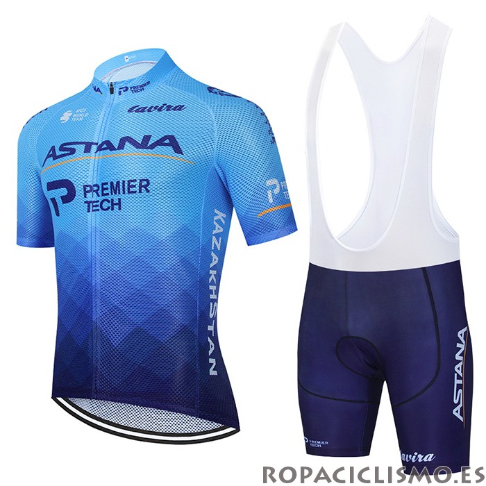 2021 Maillot Astana Tirantes Mangas Cortas Azul